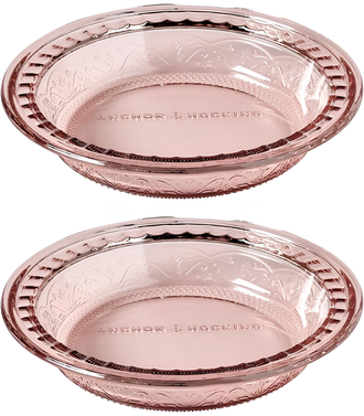 Anchor Hocking® 2 Piece Set Laurel Pie Dishes-Rosewater
