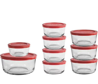 Anchor Hocking® 9pc Round FS Set w/Red Snugfit Lids