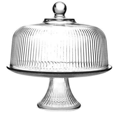 Anchor Hocking® Monaco 2 Pc Ribbed Cake Stand w/Lid