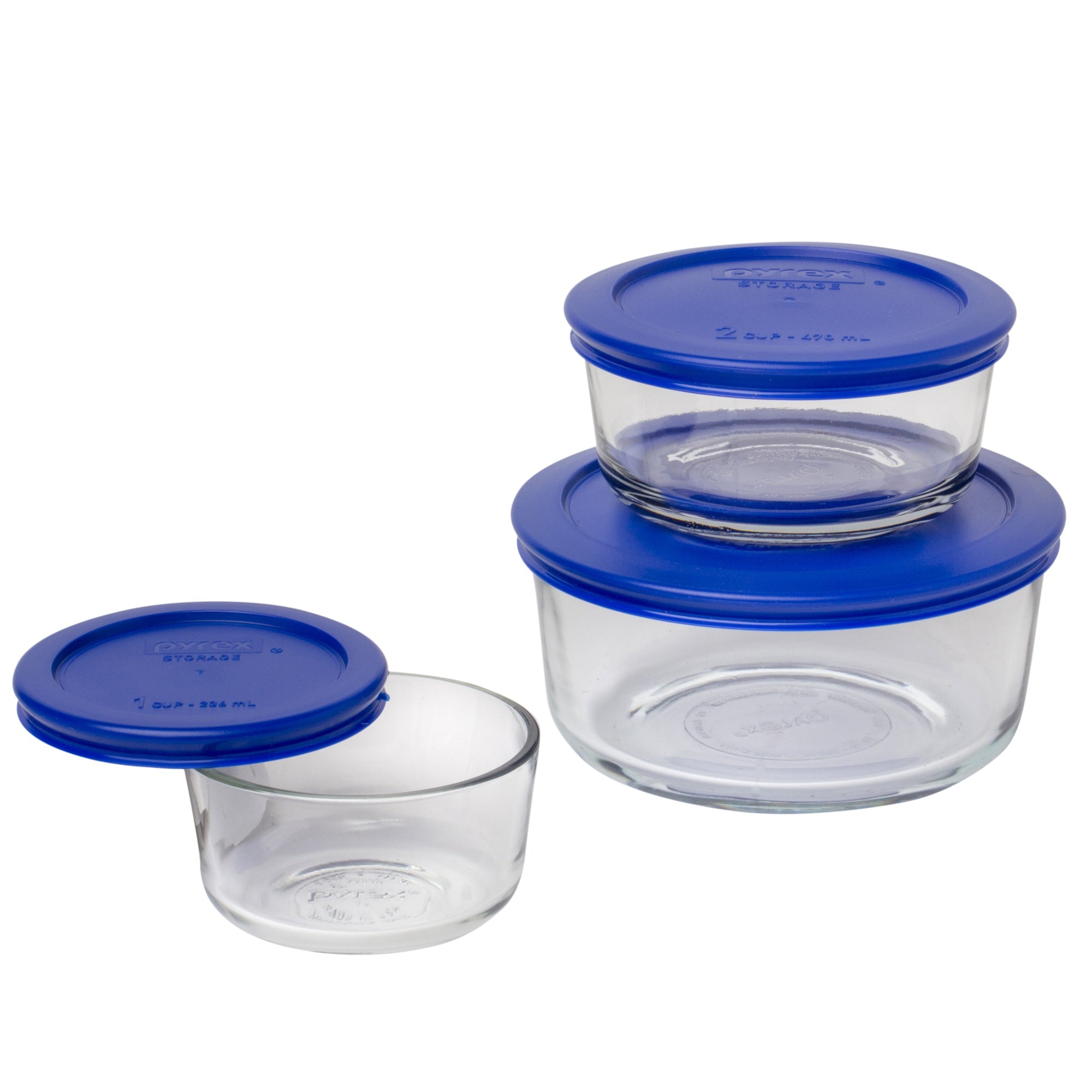 Pyrex® Simply Store 6 Piece Round V/P-Blue (1, 2,4, Cup) Valued $37.95
