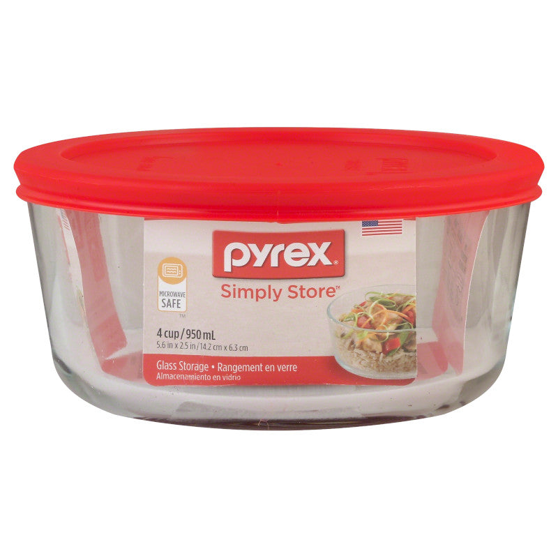 Pyrex® Storage Red 4 Cup Round