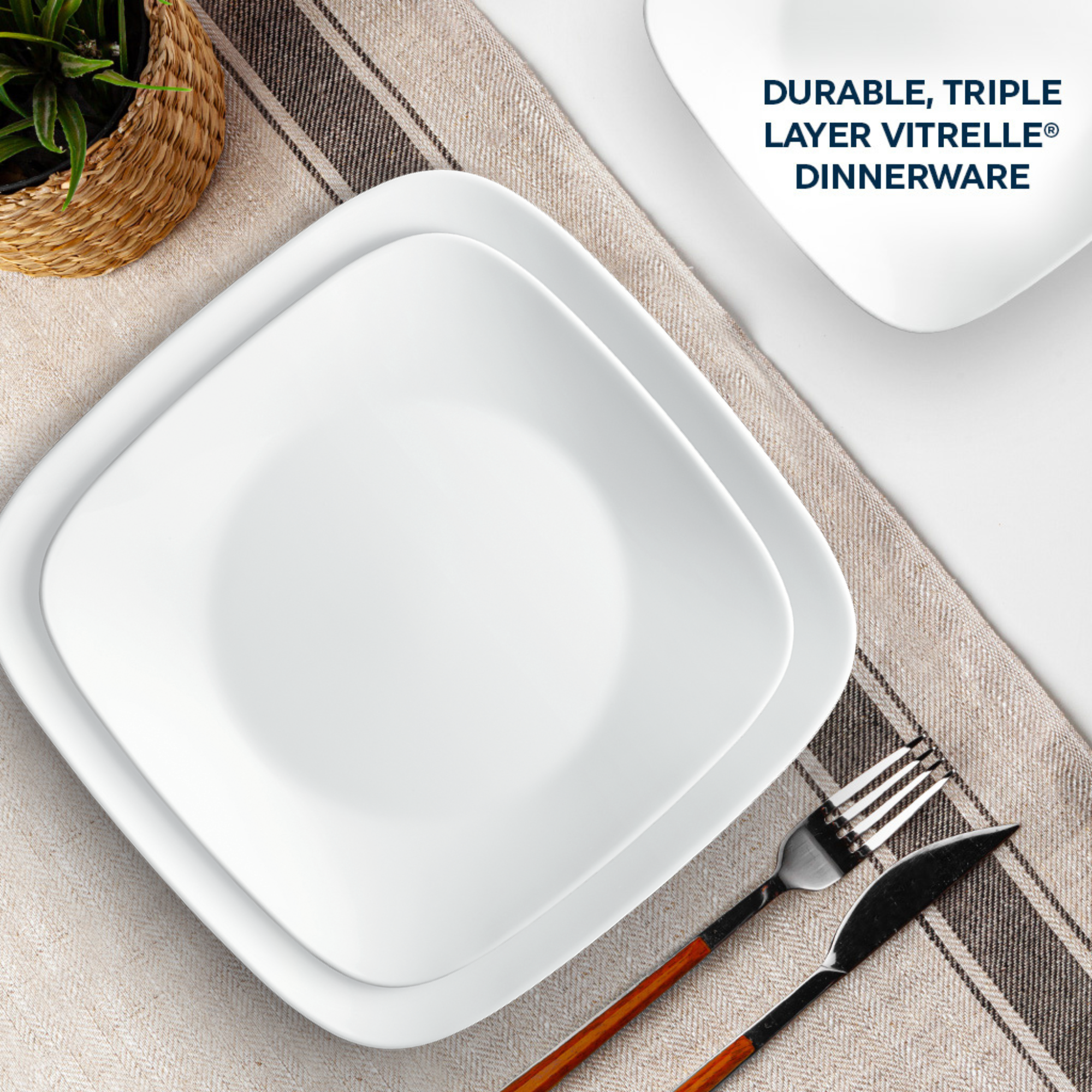 Corelle® Square Pure White 18 Piece Dinner Set