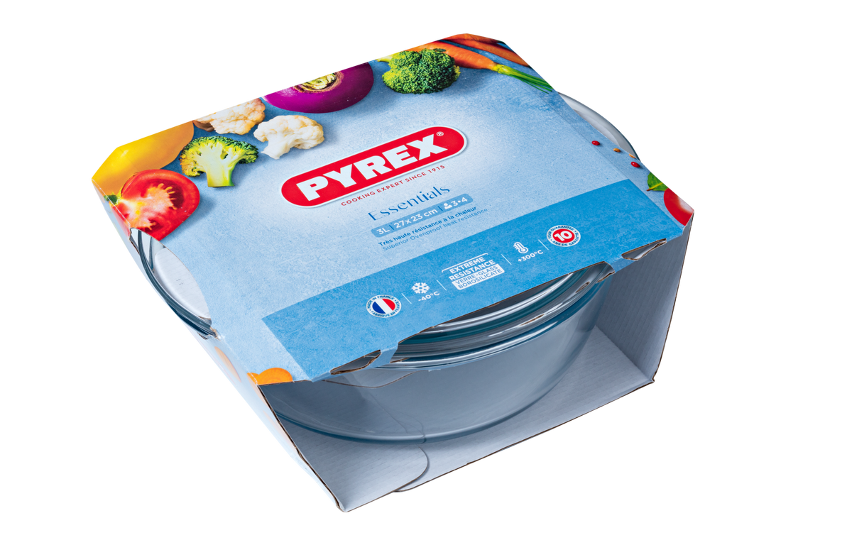 Pyrex Sizes Circular 1112946 Pyrex Essentials 3L Round Glass Casserole – Global Kitchen ...