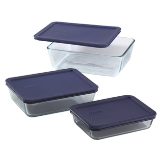 Pyrex® Simply Store Blue Rectangle 6 Piece Set